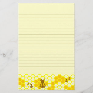 Honey Bee Yellow Honeycomb Lined Stationery