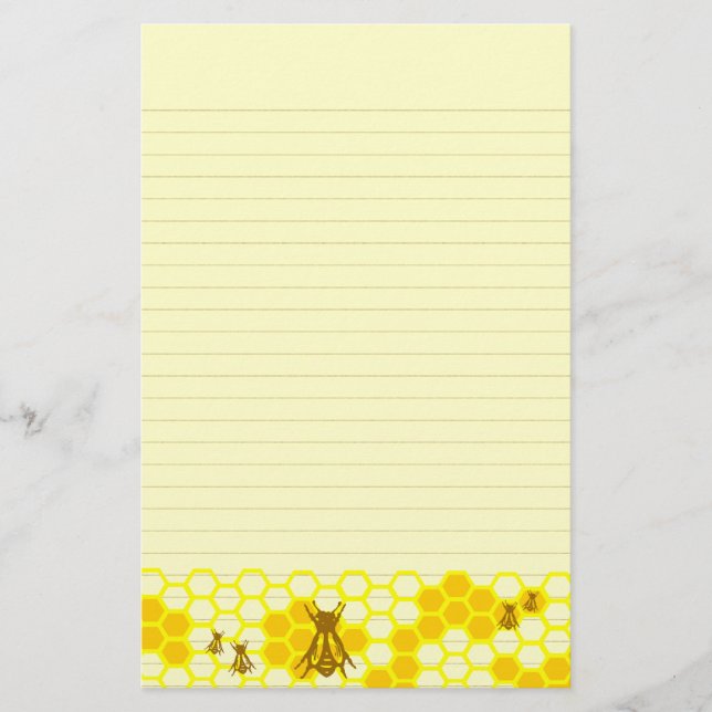 Honey Bee Yellow Honeycomb Lined Stationery (Front)