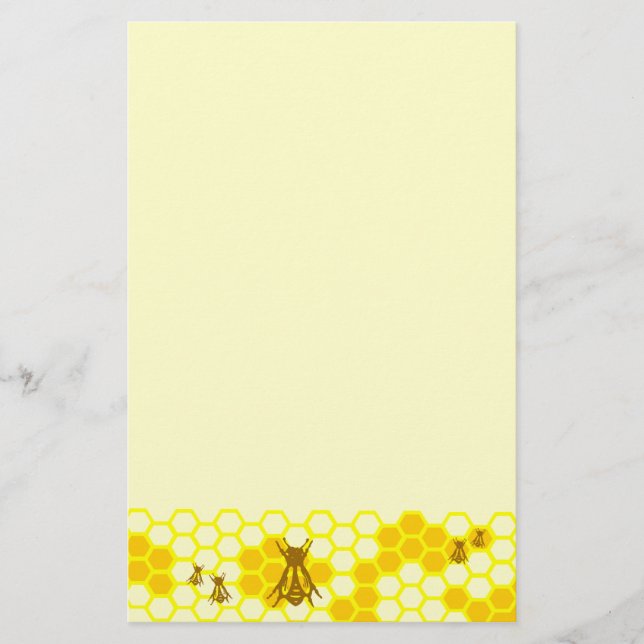 Honey Bee Yellow Honeycomb Stationery (Front)