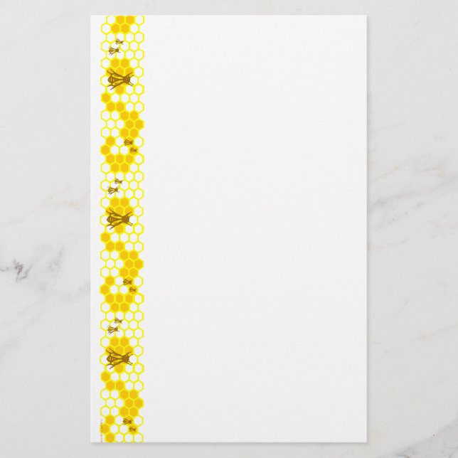 Honey Bee Yellow Honeycomb Stationery (Front)