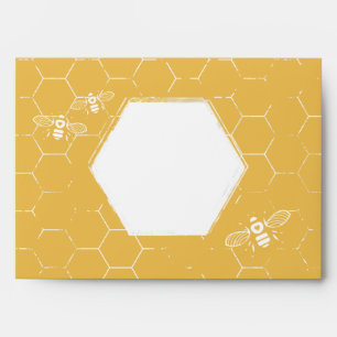 Honey Bee Yellow White Pattern Custom Address Envelope