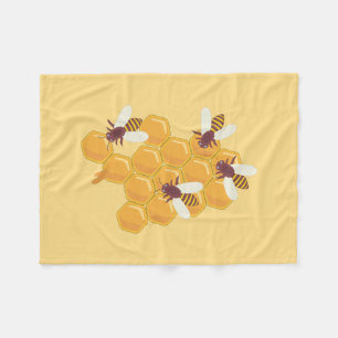 Honey Bees and Honeycomb Design  Fleece Blanket