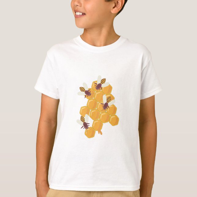 Honey Bees and Honeycomb Design T-Shirt (Front)