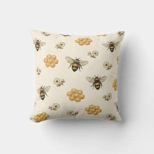 Honey Bees and Honeycomb Seamless Pattern Cushion