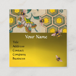 HONEY BEES,BEEHIVES, SPRING FLOWERS BEEKEEPER SQUARE BUSINESS CARD
