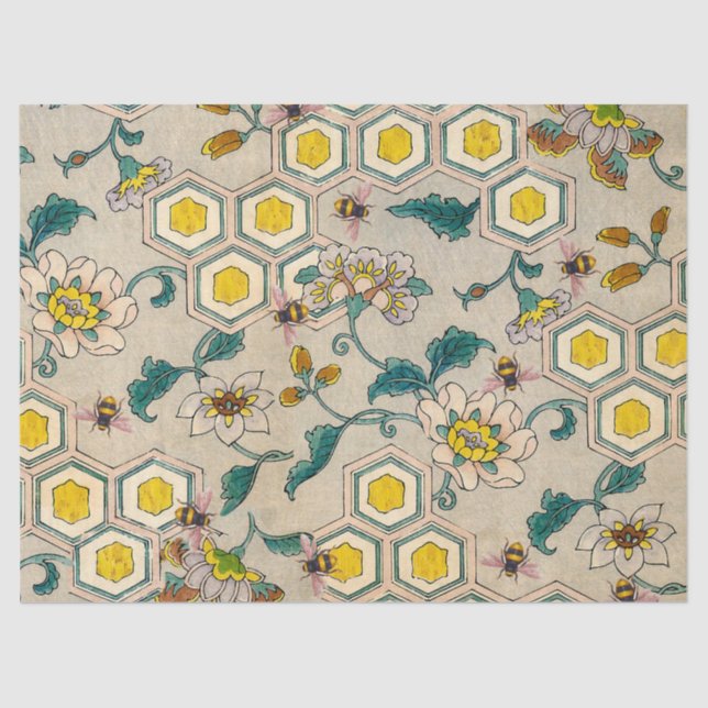HONEY BEES,BEEHIVES, SPRING FLOWERS BEEKEEPER TISSUE PAPER (Front)