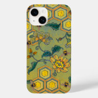HONEY BEES,BEEHIVES,SPRING FLOWERS Green Yellow