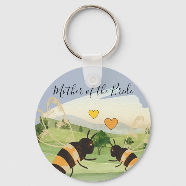 Honey Bees Beek keepers Wedding Key Ring (Front)