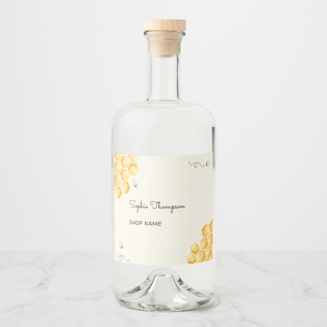 Honey bees beekeeper jar liquor bottle label (Front)