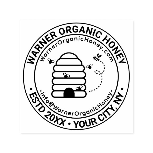 Honey Bees Business Name Location URL Email #2B Self-inking Stamp (Design)