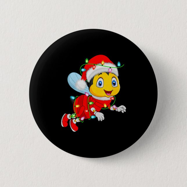 Honey Bees Christmas Lights Santa Costume Cute Ani 6 Cm Round Badge (Front)