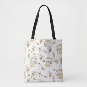 Honey Bees, Fairy & Baby Bees In Seamless Pattern Tote Bag