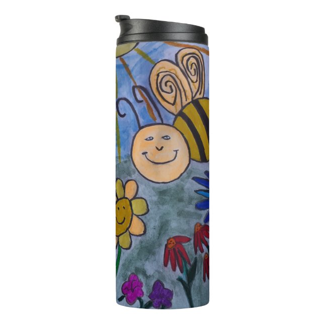 Honey Bees & Flowers Thermal Tumbler (Rotated Right)