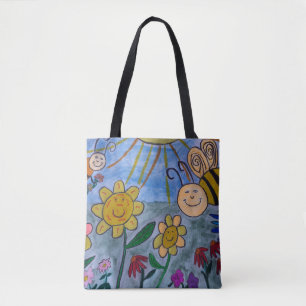 Honey Bees & Flowers Tote Bag