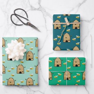 Honey Bees Hive Design Wrapping Paper