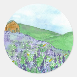 Honey Bees Lavender Field Mountain Meadow Classic Round Sticker