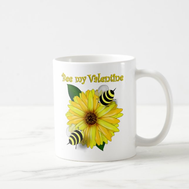 Honey Bees Meeting on Yellow Flower Coffee Mug (Right)