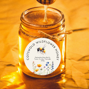 Honey Bees Nature Classic Round Sticker ,Rustic 