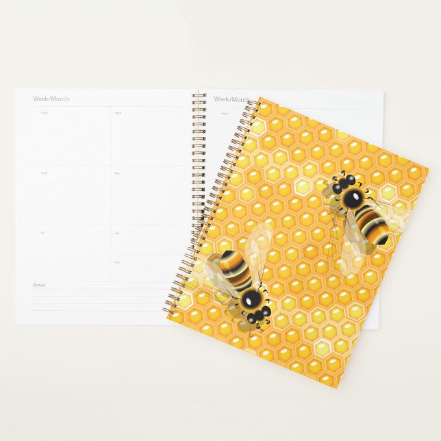 Honey Bees on Bright Honeycomb Pattern  Planner (Creator Uploaded)