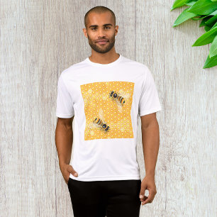 Honey Bees on Bright Honeycomb Pattern  T-Shirt