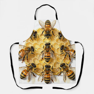 Honey Bees on Hexagonal Honeycomb Circle Apron