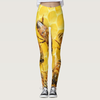 Honey Bees on Honeycomb Leggings