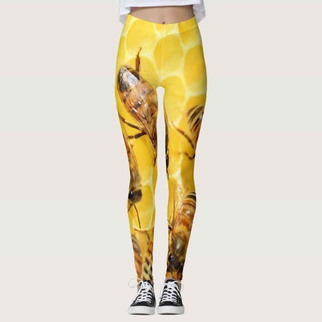 Honey Bees on Honeycomb Leggings (Front)