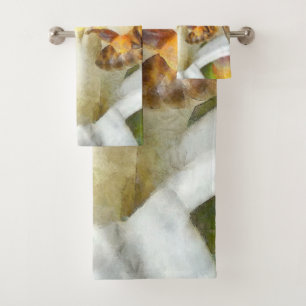 Honey Bees On Lemon Blossom Watercolor Art Bath Towel Set
