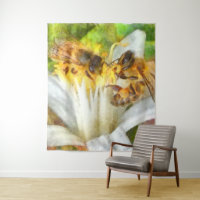 Honey Bees On Lemon Blossom Watercolor Art