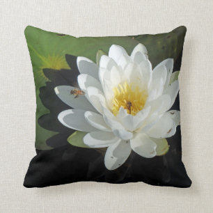 Honey Bees on Water Lily Cushion