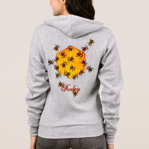 Honey bees • Orange Yellow and grey • Custom Name Hoodie