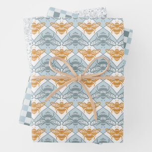 Honey Bees Pattern Matching Set Wrapping Paper Sheet