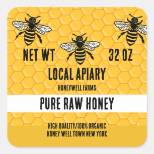 Honey bees pure raw honey  square sticker