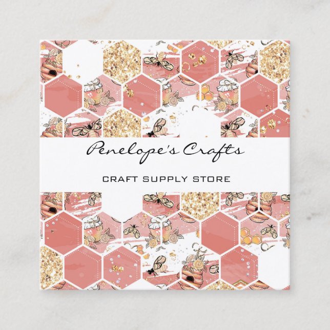 Honey Bees Square Business Card (Front)