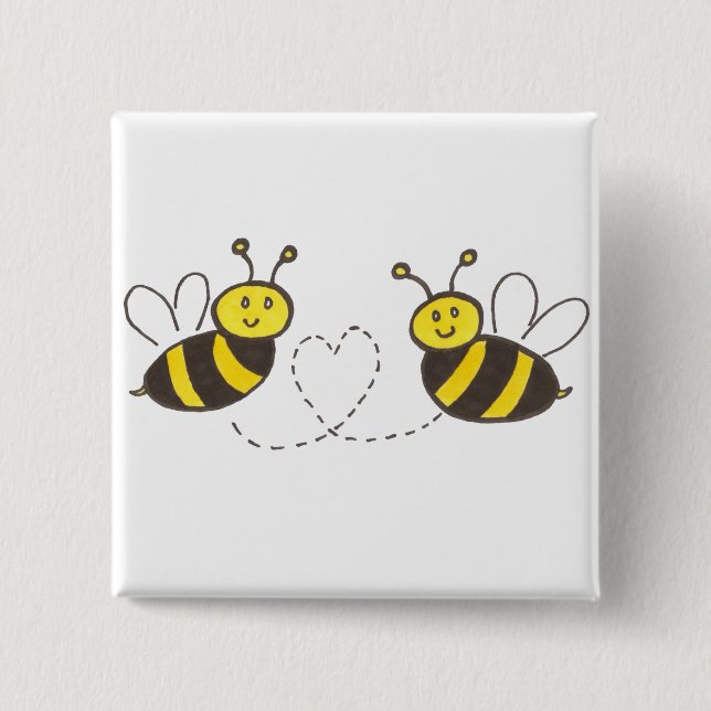 Honey Bees with Heart 15 Cm Square Badge (Front)