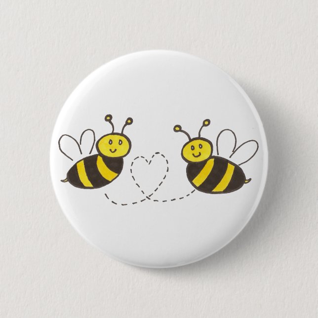 Honey Bees with Heart 6 Cm Round Badge (Front)
