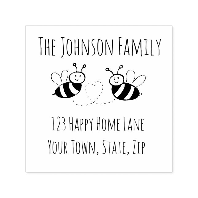 Honey Bees with Heart Address Stamp (Design)