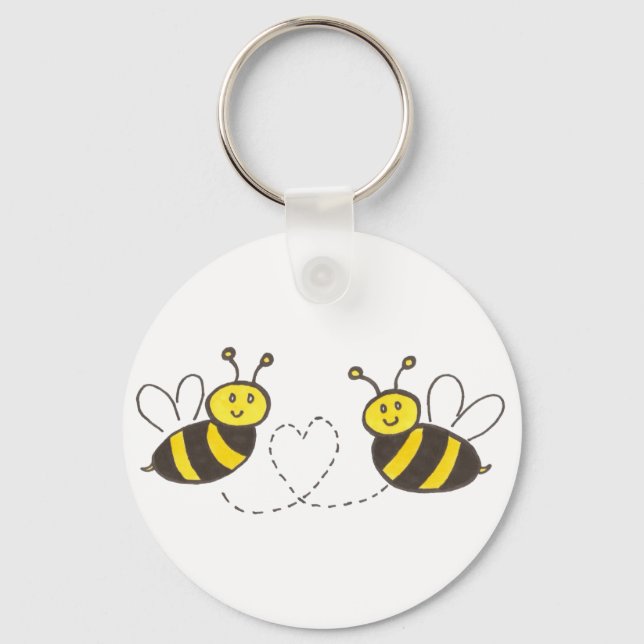Honey Bees with Heart Key Ring (Front)