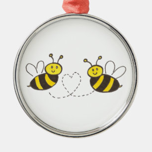 Honey Bees with Heart Metal Tree Decoration