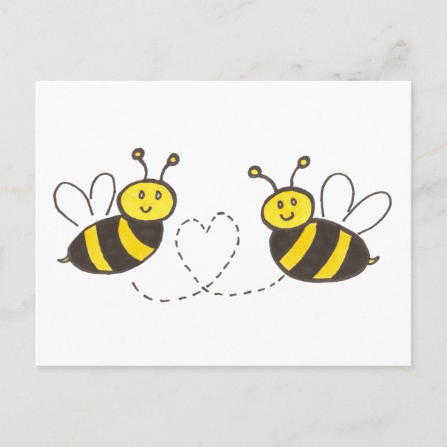 Honey Bees with Heart Postcard (Front)