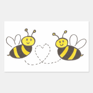 Honey Bees with Heart Rectangular Sticker