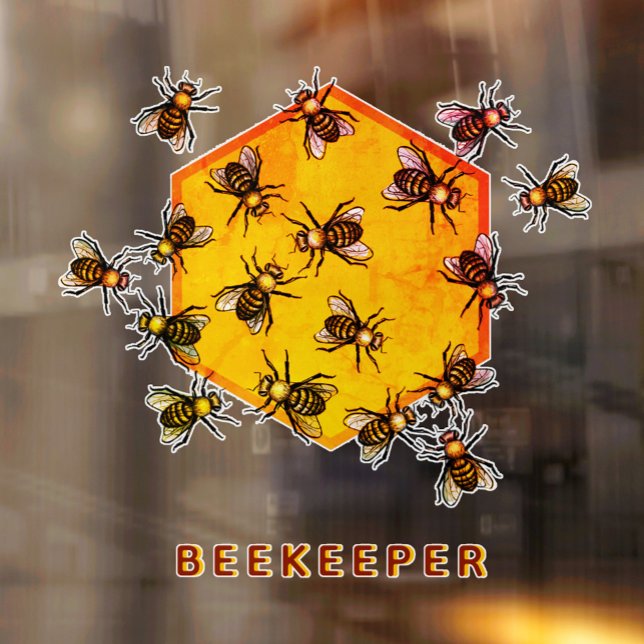 Honey bees with orange yellow hexagon drawing art (Creator Uploaded)