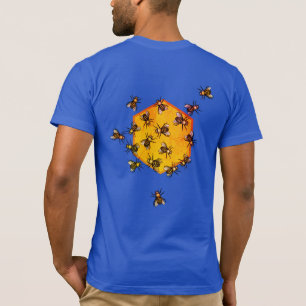 Honey bees with orange yellow hexagon drawing art T-Shirt