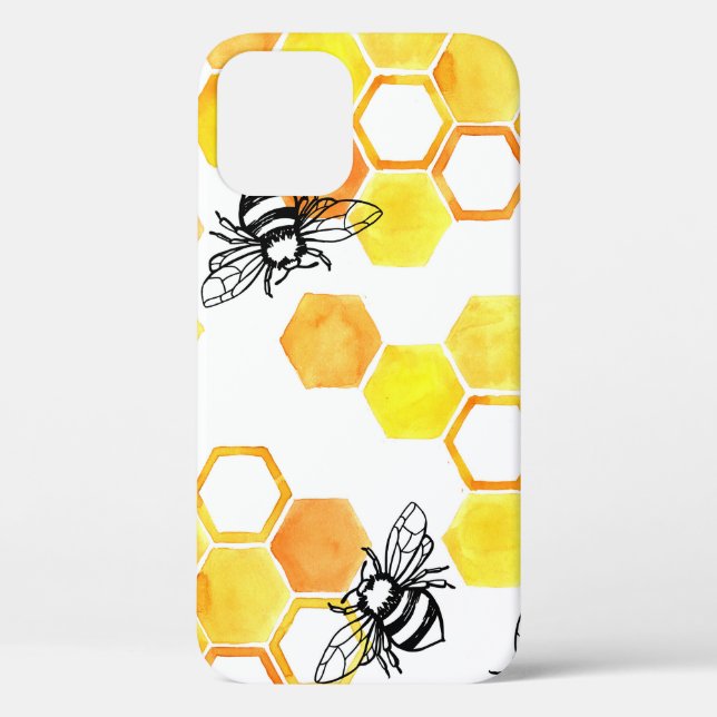 Honey Bees: Yellow Watercolor Pattern Case-Mate iPhone Case (Back)