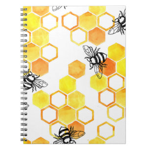 Honey Bees: Yellow Watercolor Pattern Notebook