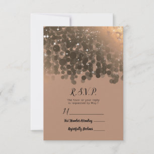 Honey Beige Champagne Golden Sparkle RSVP Reply Card