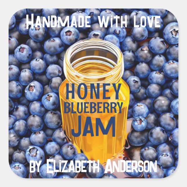 Honey & Blueberry Jam Square Sticker (Front)