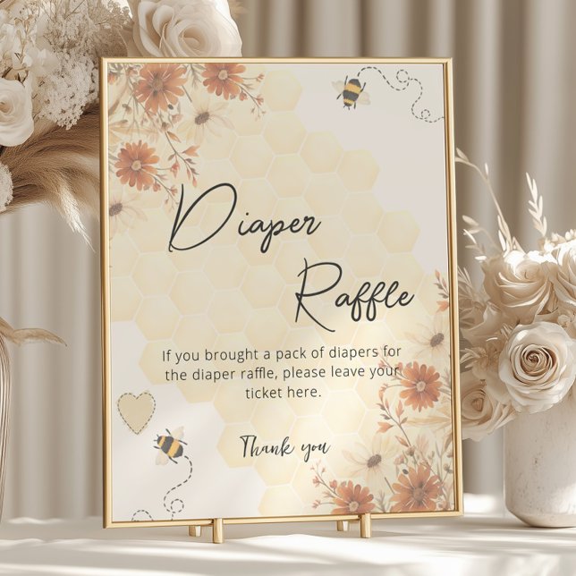 Honey Boho Wildflower Baby Shower Diaper Raffle Poster (Creator Uploaded)