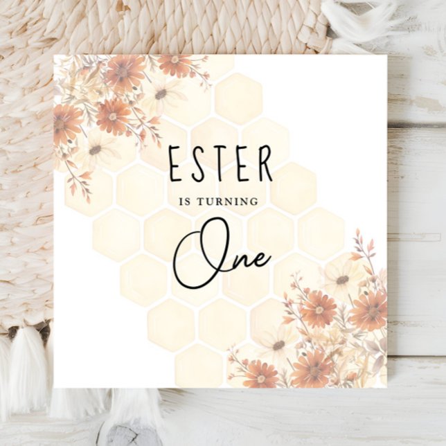 Honey Boho Wildflower Gender Neutral Birthday Napkin (Creator Uploaded)