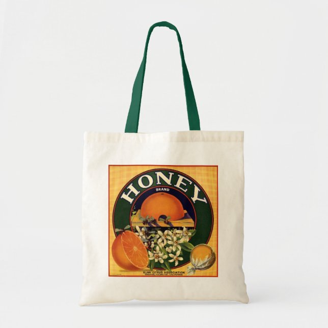 Honey Brand Citrus Crate Label Tote Bag (Front)